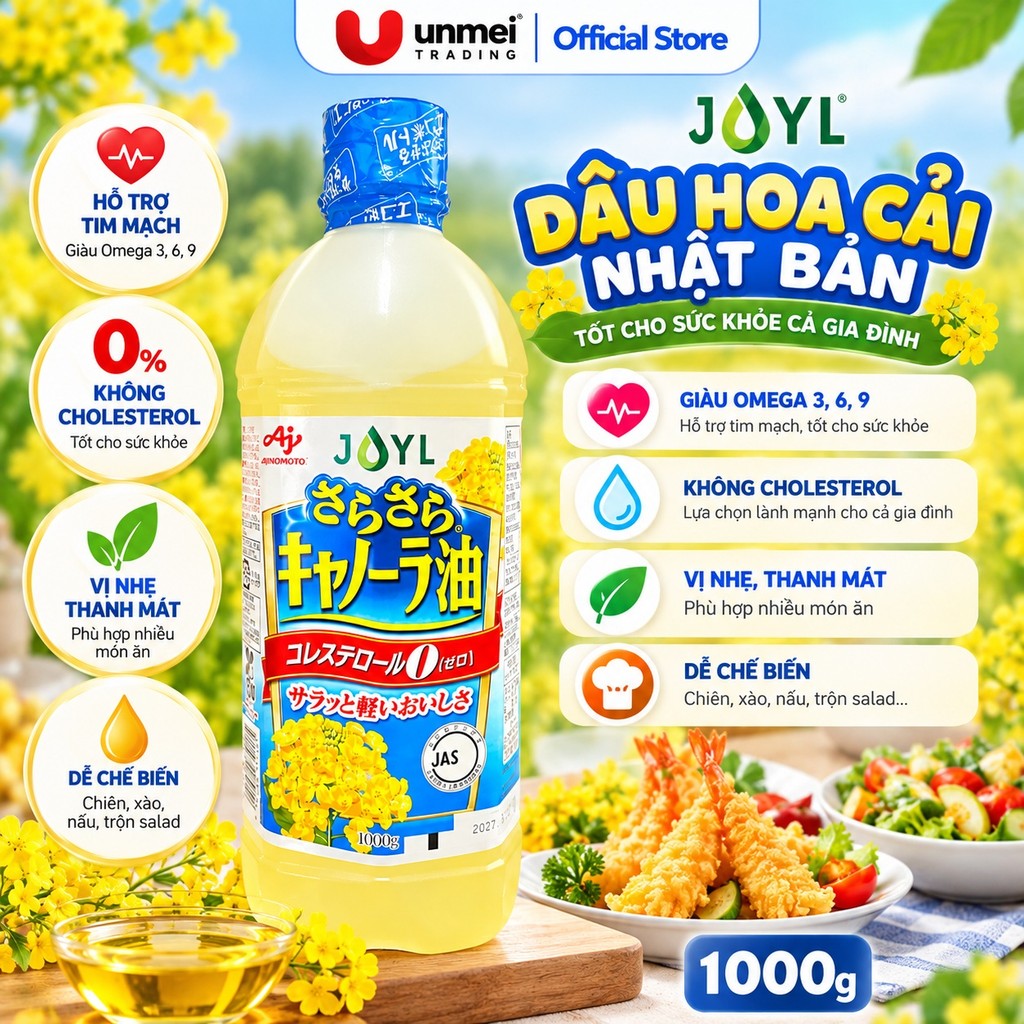 Dầu Ăn Hạt Cải Ajinomoto Sakuko Chai 1000g, Dầu Ăn Thực Vật Hữu Cơ tại shop Unmei Trading