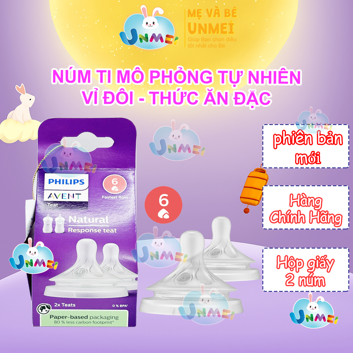 Bộ 2 Núm ti Philips Avent SCY966/12 cổ rộng size 6 (từ 9 tháng) -Núm Vú Avent Thức Ăn Đặc