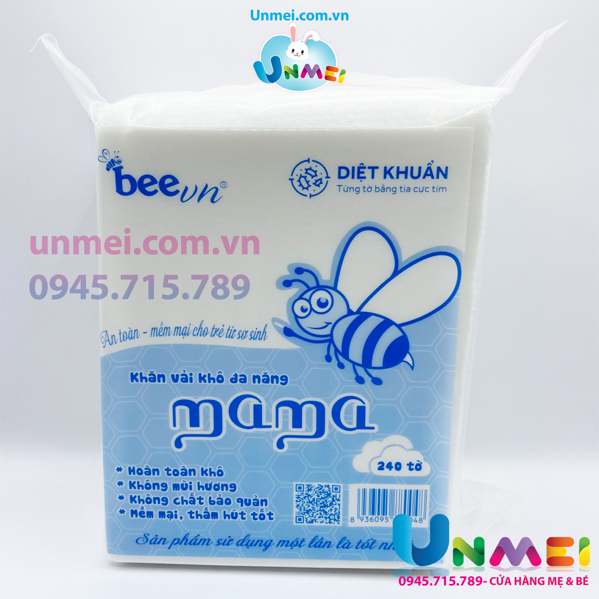 Khăn Khô Đa Năng Mama 300g (240 tờ/túi) -Kích Thước 15x18cm
