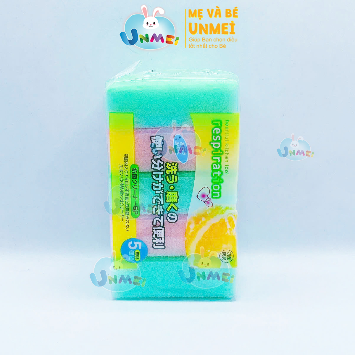 Set 5 miếng xốp rửa bát 1 mặt ráp
