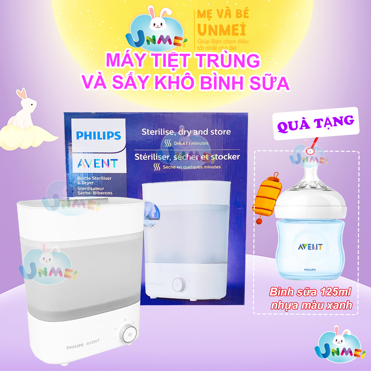 Máy tiệt trùng và sấy khô Bình Sữa Bản Cao Cấp Starlight Plus Philips Avent SCF293/00 - Bảo Hành Toàn Quốc