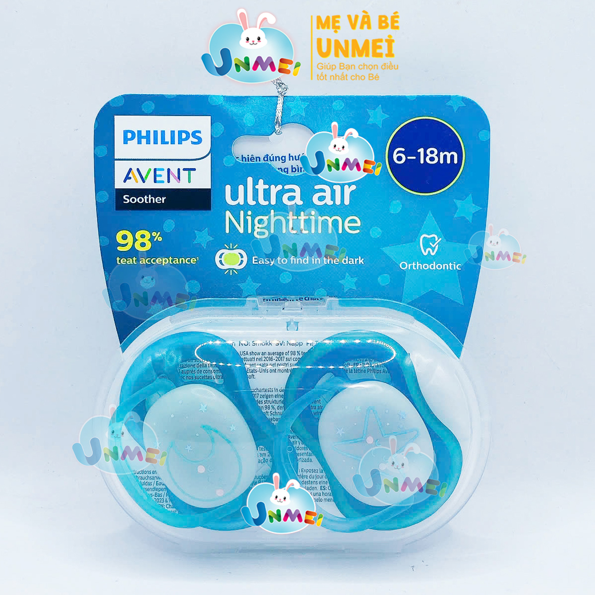 Núm Ty Ngậm Dạ Quang Ultra Air Night (Ban Đêm) Philips Avent Cho Bé Từ 6-18 tháng, 2 chiếc/hộp SCF 376/13