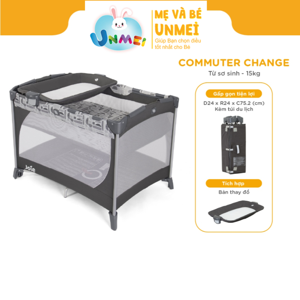 Giường cho bé Joie Commuter Change | Cũi cho bé tích hợp giường và bàn thay đồ có thể gấp gọn