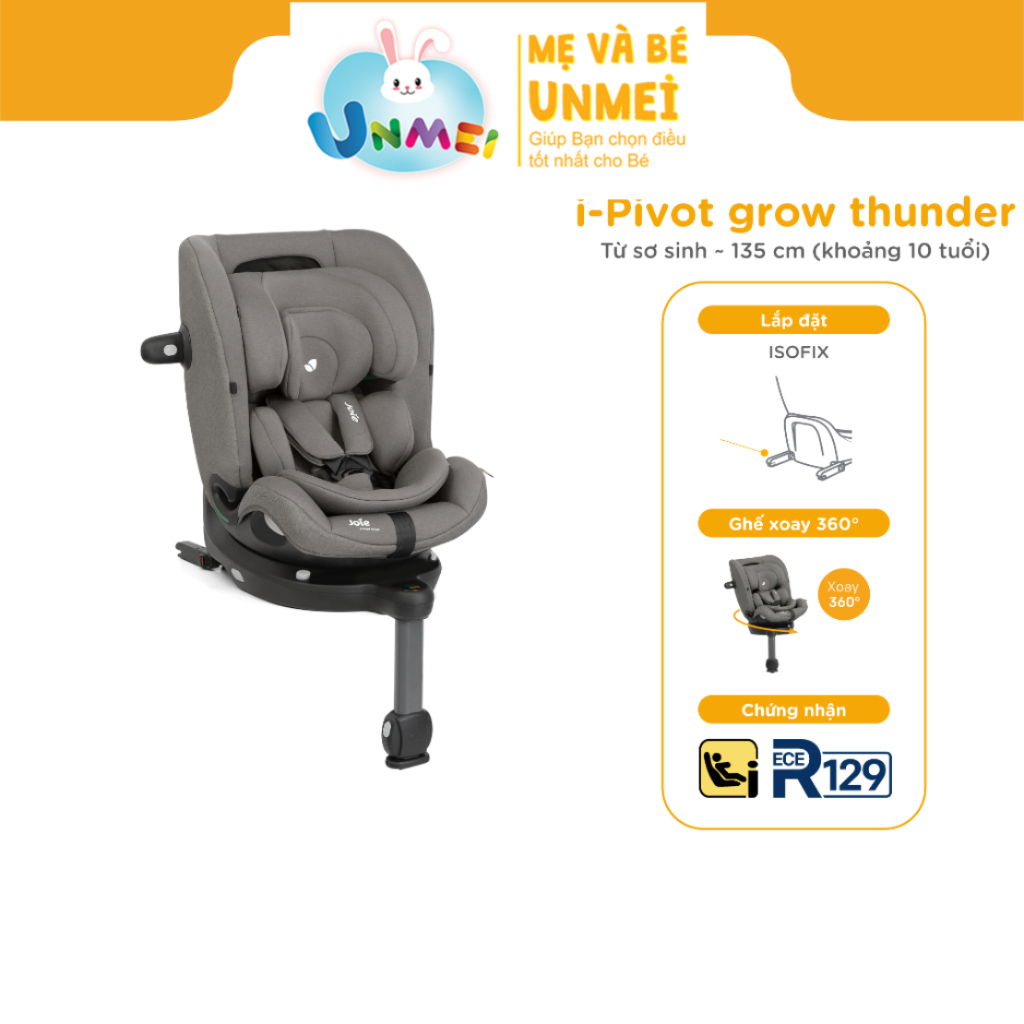 Ghế ngồi ô tô trẻ em cao cấp Joie i-Pivot Grow Thunder  xoay 360 độ kết nối isofix