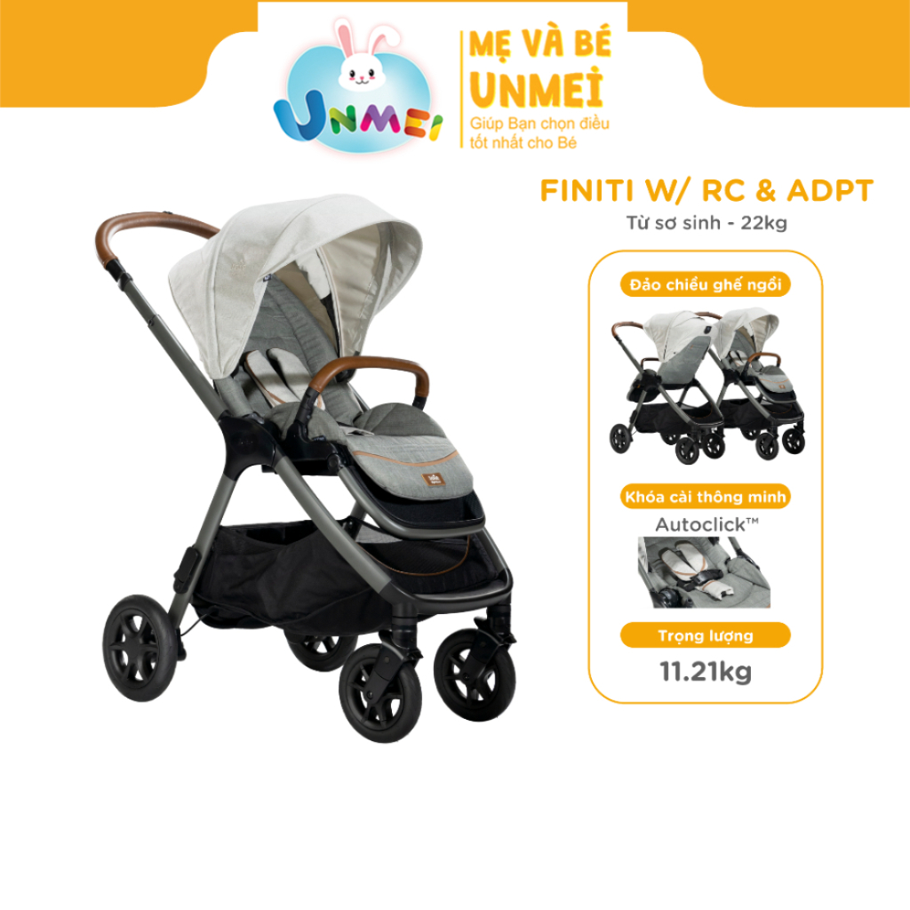 Xe đẩy cho bé Joie Finiti W/ RC & ADPT | Xe đẩy em bé gấp gọn có thể đảo chiều ghế ngồi dễ dàng di chuyển