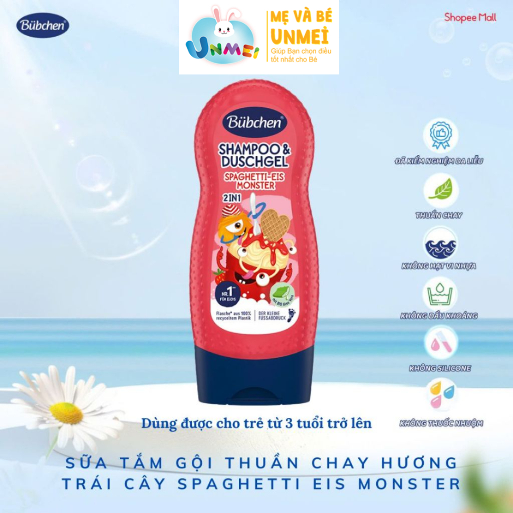 Sữa tắm gội thuần chay hương trái cây Bubchen Spaghetti Eis Monster