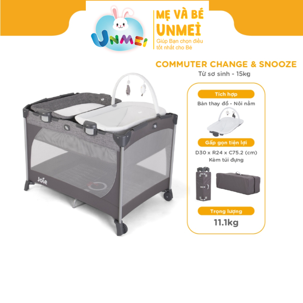 Giường cho bé cũi trẻ em Joie Commuter Change & Snooze | Cũi cho bé kết hợp bàn thay đồ nôi nằm tiện dụng