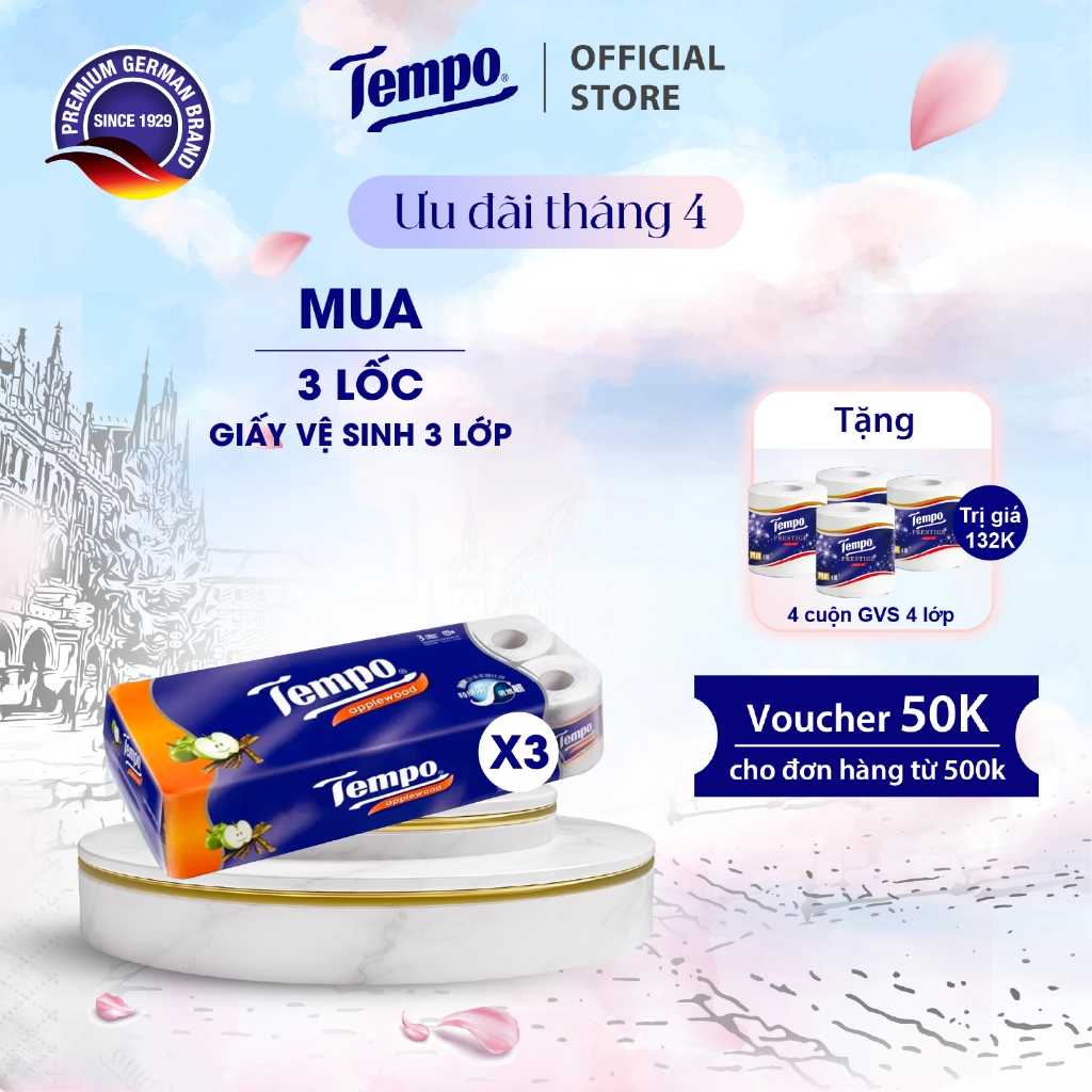[COMBO 3 LỐC GVS 3 LỚP] Giấy Vệ Sinh 3 Lớp Toipa Tempo Cao Cấp Bền Dai Thương Hiệu Đức