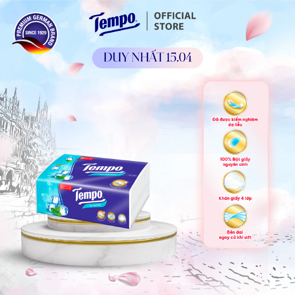(Gói Lẻ) Khăn Giấy Gói Rút Tempo Cao Cấp 4 Lớp Bền Dai - Thương Hiệu Đức - An Toàn Cho Da