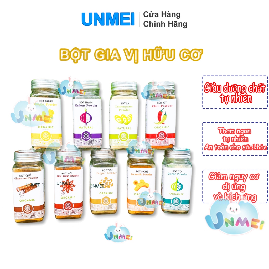 Bột gia vị hữu cơ Vinasamex (Bột nghệ/ Bột gừng/ Bột hồi/ Bột quế/ Bột ớt/ Bột tiêu/ Bột tỏi/ Bột hành/ Bột sả)