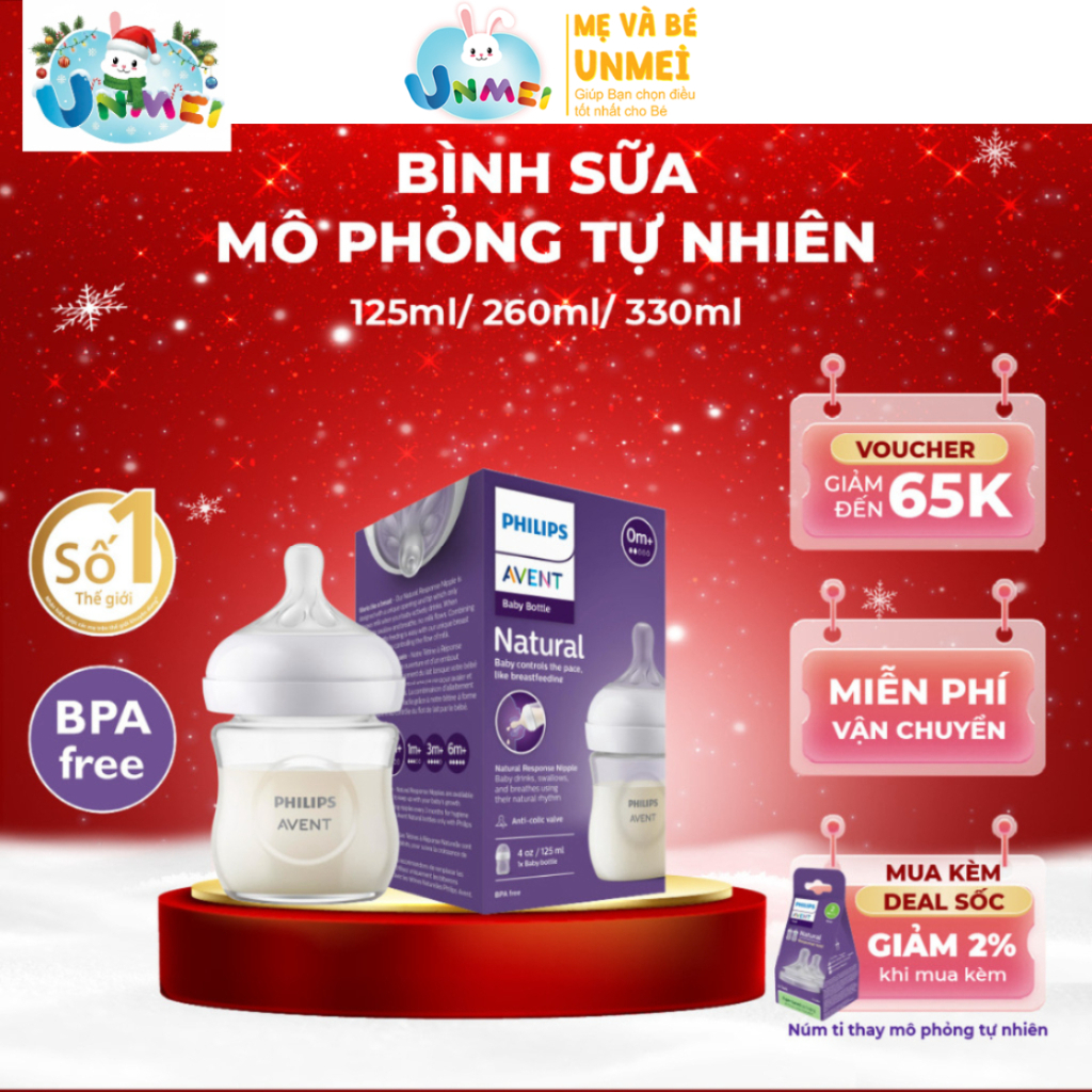 Bình Sữa Mô Phỏng Tự Nhiên Mới Philips Avent Natural Response - 125ml/ 260ml/ 330ml (Hộp 1 bình)