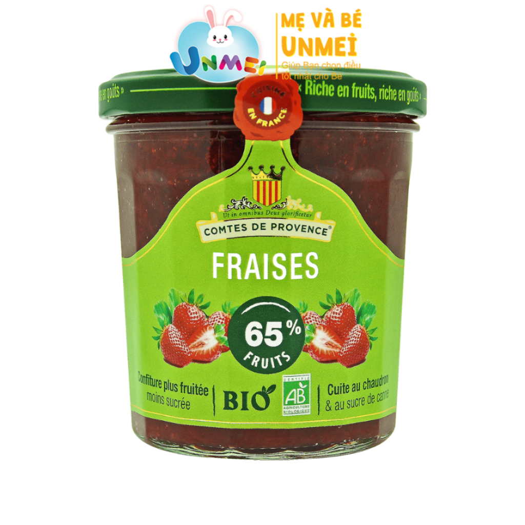 Mứt dâu tây hữu cơ Pháp Comtes de Provence 350g Chuẩn EU Organic - An Toàn Cho Sức Khỏe
