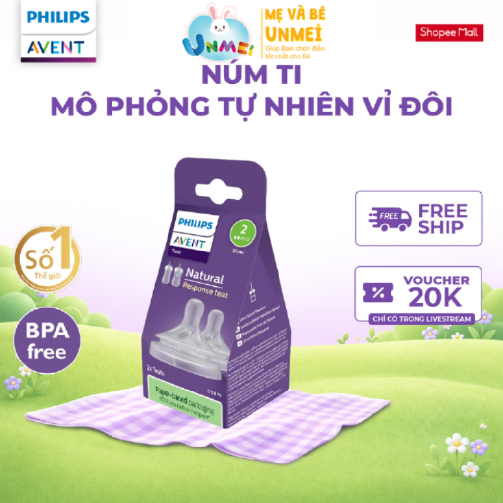 Núm Ti Mô Phỏng Tự Nhiên Mới Philips Avent Natural Response - Vỉ đôi