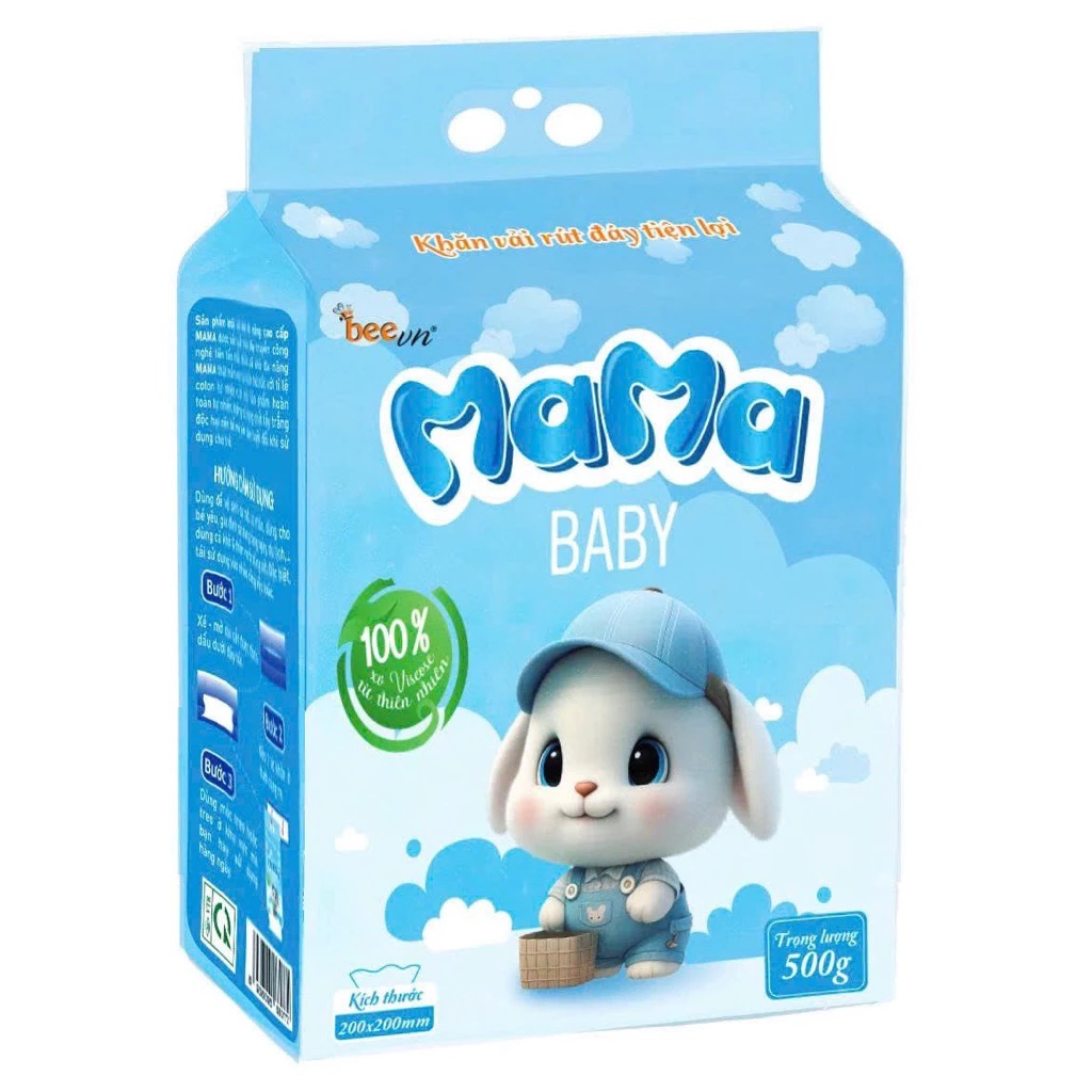 (Dạng Rút Đáy) Khăn Vải Khô MAMA Đa Năng 500g Vải Không Dệt 20x20cm Không Sơ Vải An Toàn Cho Bé Và Gia Đình