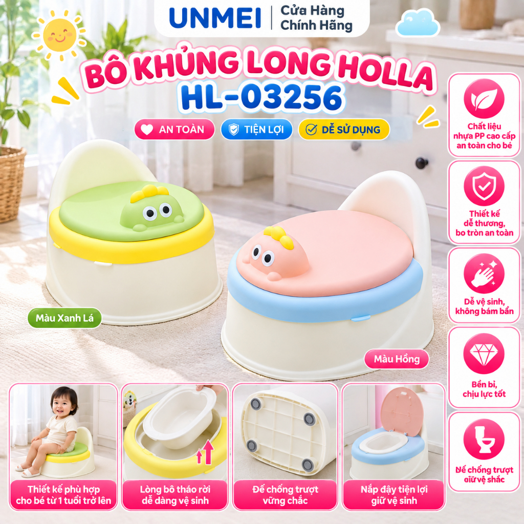 Bô Vệ Sinh Cho Bé Khủng Long, Đệm Êm Mềm, Chống Trượt, Bô Tập Đi Vệ Sinh Cho Bé - Sản phẩm phân phối bởi UNMEI